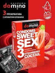 Презервативы для орального секса DOMINO Sweet Sex с ароматом клубничного коктейля  - 3 шт.