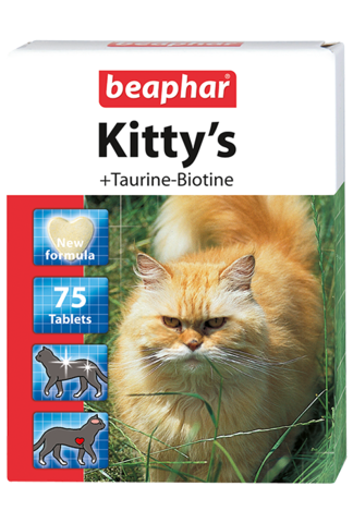Beaphar Кормовая добавка Kitty's + Taurine-Biotine с биотином и таурином для кошек 75 таб.