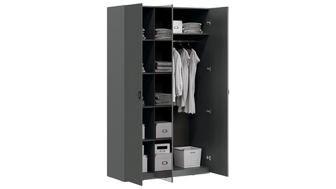 Шкаф Тиффани 3-х дверный серый графит / графит матовый