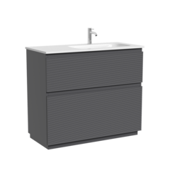 FL100FRGS Тумба напольная SANCOS Folk правая 995х445х850, два ящика с доводчиками, Grey soft фото