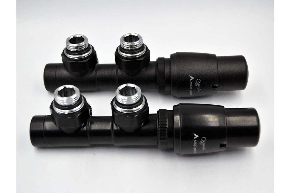 Комплект VARIO TWINS термостатический угловой 3/4-3/4 правый чёрный матовый