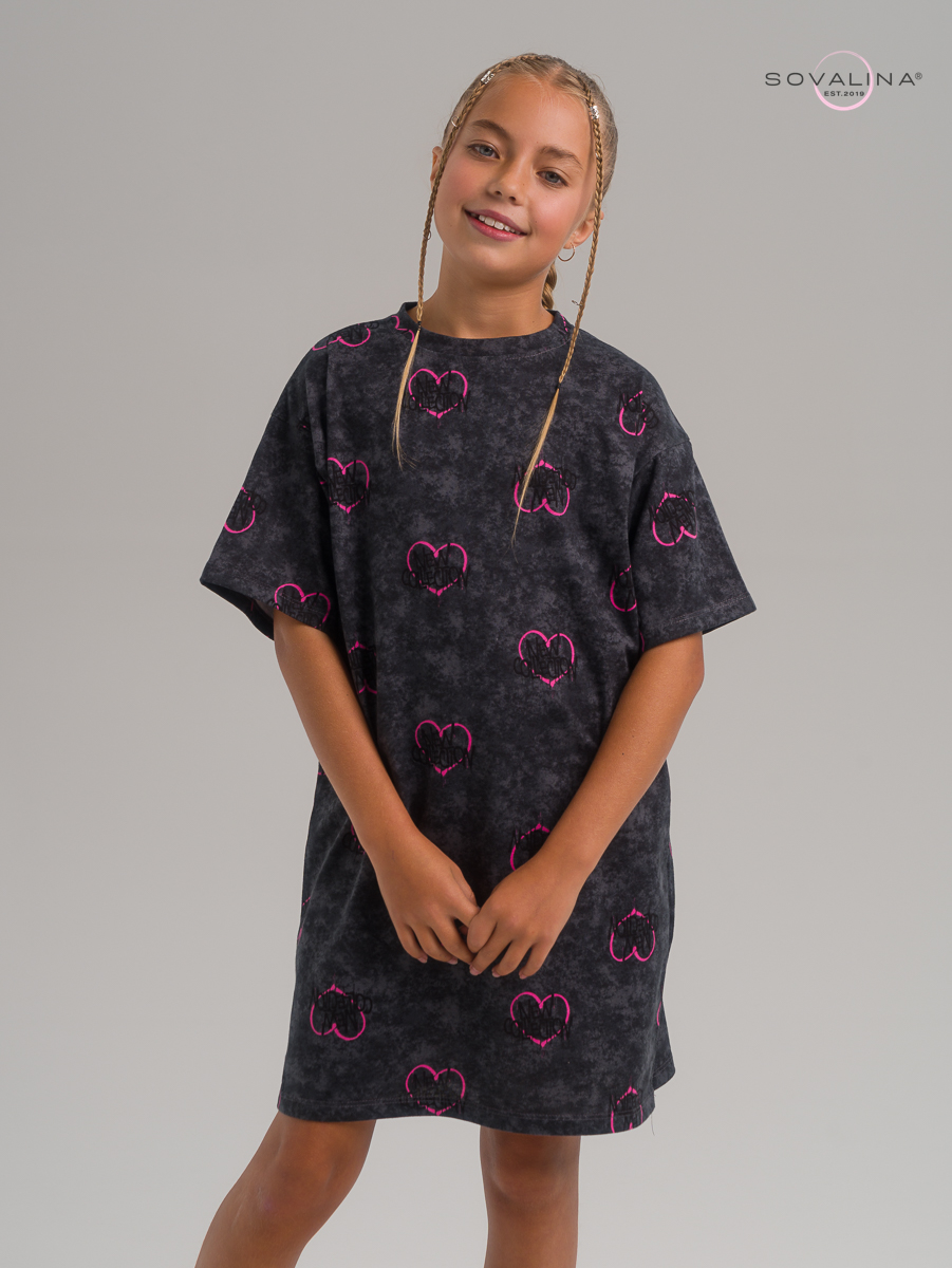 Платье Teen варенка графит сердце