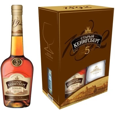 Коньяк пятилетний Старый Кенигсберг N п/у + бокал 0,7л.
