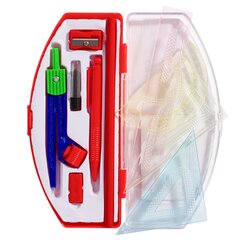 
          Готовальня Alingar, 10 предметов, пластик. циркуль, механический карандаш, ч/г карандаш, набор линеек 4шт, точилка, ластик, пластиковый футляр