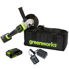 Угловая шлифмашина Greenworks GD24AGK2 24V (125 мм) аккумуляторная, с АКБ 2 А/ч и ЗУ