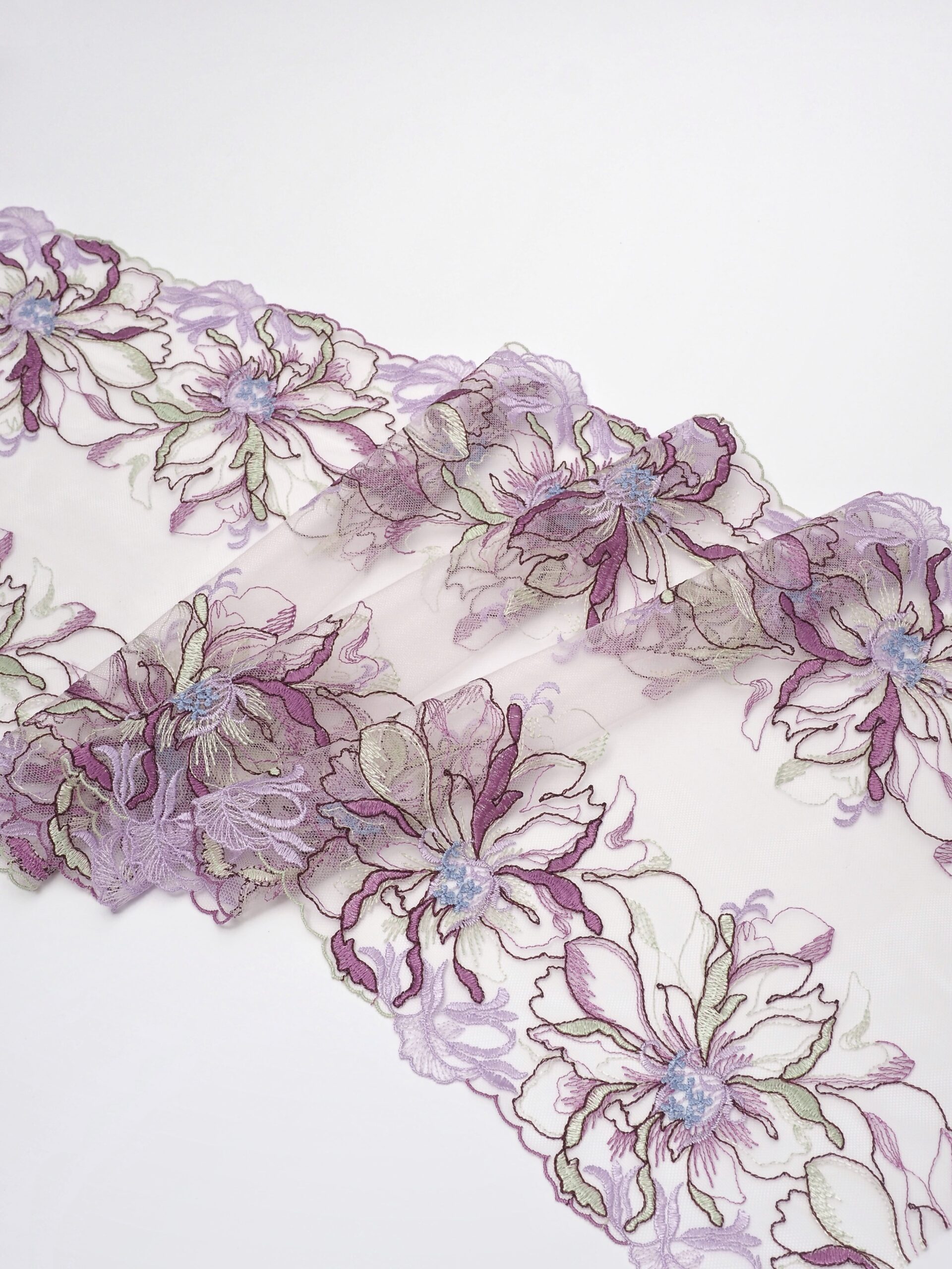 Вышивка на сетке мультиколор неэластичная ширина 27 см