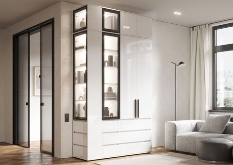 Норд Шкаф Композиция № 1 (без подсветки) Белый глянец, белый