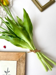 Тюльпаны силиконовые как настоящие, Волнистый край, качество ПРЕМИУМ, Желтые, высота 40 см, букет 5 штук.