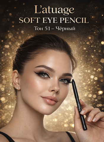 L'atuage Карандаш для глаз гелевый тон 51 черный SOFT EYE PENCIL L'atuage
