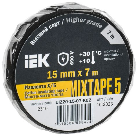 MIXTAPE PLUS Изолента Х/Б 15мм 7м IEK