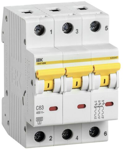 KARAT Авт. выкл. ВА47-60M 3P C 63А 6кА IEK