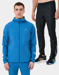 Костюм мужской беговой с капюшоном Nordski Pro Energy Run 2.0 Sea-Black