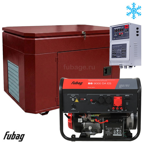 Бензиновый генератор в зимнем супер тихом кожухе с блоком АВР Fubag BS 9000 DA ES/1400SSW RAL 3005