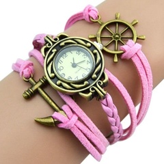 Купить Часы-браслет с якорем и штурвалом (розовые) в Магазине тельняшек