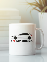 Кружка с рисунком Honda (Хонда) белая 001