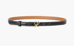 Loewe L Buckle Smooth Calfskin Leather Narrow Belt "Black/Gold"
