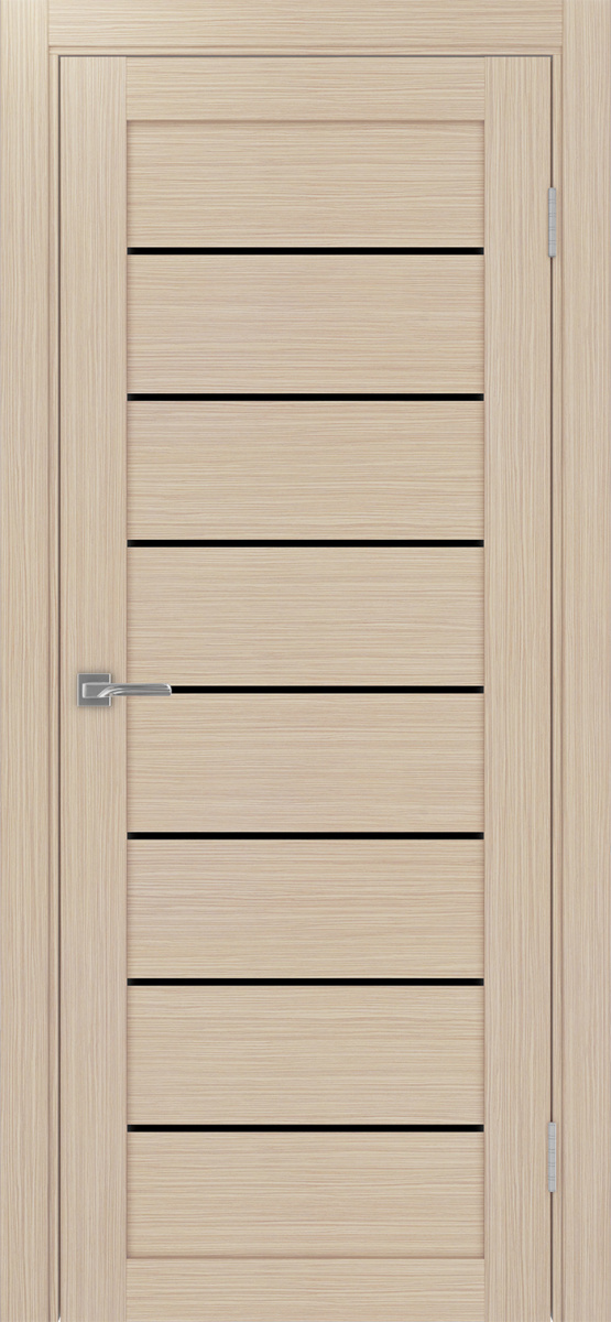 Дверь межкомнатная Оптима Порте Турин 508.12, цвет беленый дуб, экошпон, стекло лакобель черное