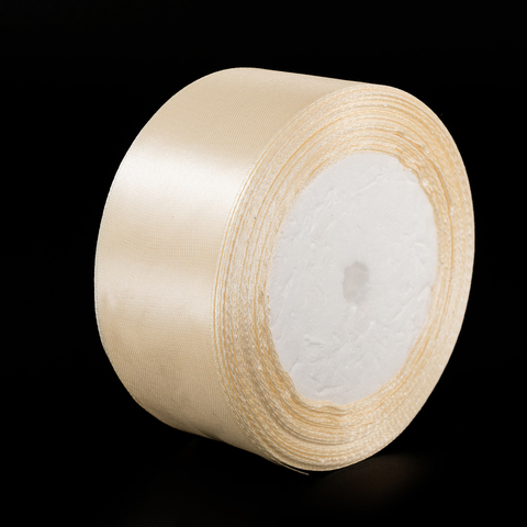 Лента атласная Кремовая (02), 38 мм, 25 метров
