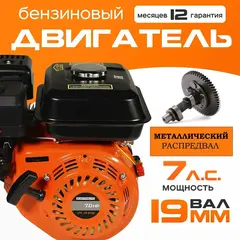 Двигатель бензиновый LT 170-19 (F/Q) (7 л.с, вал 19 мм, 4-х тактный) с ручным стартером гильзованный ELECTROLITE