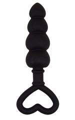 Черный анальный массажер Beaded Luv Probe - 15,6 см. - 
