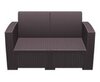 Диван пластиковый плетеный двухместный с подушками Monaco Lounge, коричневый