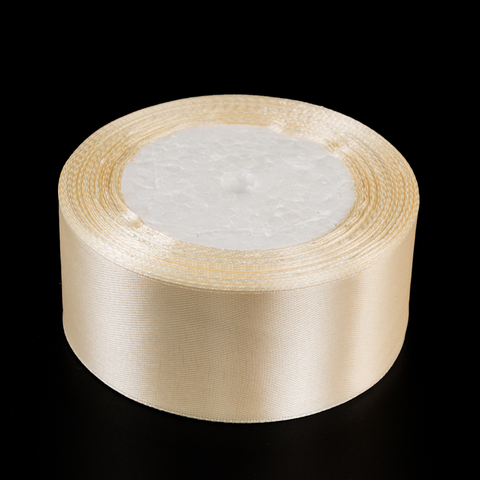 Лента атласная Кремовая (02), 38 мм, 25 метров