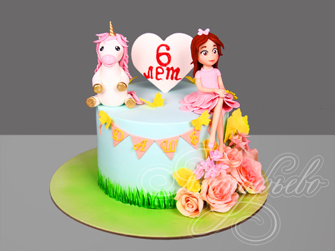 Торт Девочка с Единорогом на 6 лет 2802423