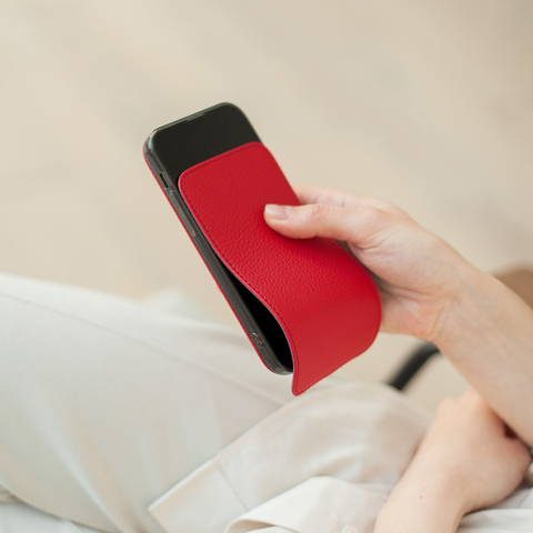 Чехол для iPhone 15 Pro Max из кожи теленка, красного цвета