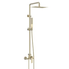 Lemark LM7260BG Душевая система с верхним душем 30х20 см, регулируемая высота 1~1,7м, латунь/брашированное светлое золото фото