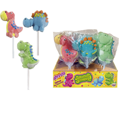 Воздушный зефир на палочке «Заплющь зефирку! ДИНОЗАВРЫ» 1кор*6бл*24шт, 35 г