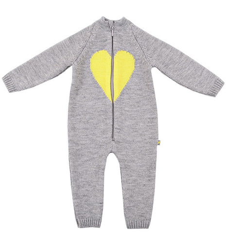 Вязаный серый комбинезон на молнии Crockid