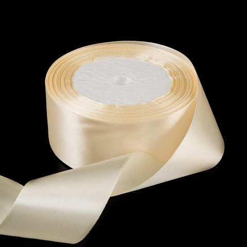 Лента атласная Кремовая (02), 38 мм, 25 метров