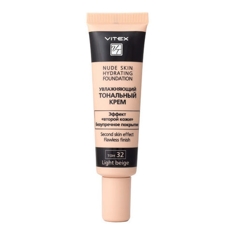 Увлажняющий тональный крем  Nude Skin Hydrating Foundation  тон 32 Light Beige  , 30 мл ( Витэкс )