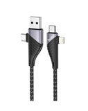 Кабель Type-C (USB-C) / USB 4в1 Type-C / Lightning 3A ISA U95 1,2м (120 см) (Черный с фиолетовым)