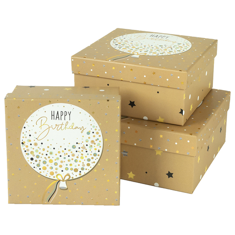 Набор коробок С Днем Рождения (воздушный шар), Бежевый