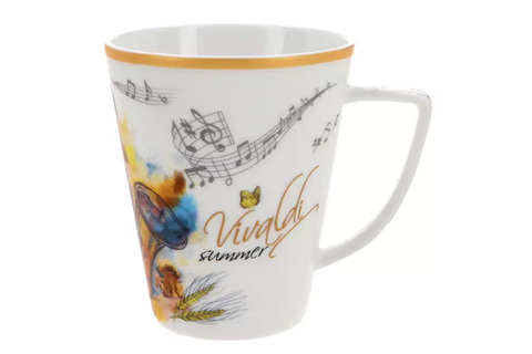 Кружка 380мл Carmani Лето A. Vivaldi белая с желтым кантом