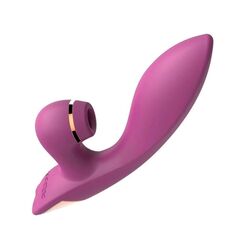 Сливовый вибратор-кролик с вакуумной стимуляцией 5’’ Silicone Suction Kiss - 20,3 см. - 