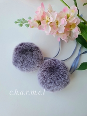 Eco-fur pompoms, 5 cm, color Sundae, 2 pieces