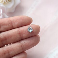 Подвеска с фианитом 9*7 мм, голубой, родий, П211