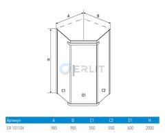 ДУШЕВОЙ УГОЛОК ERLIT ER10110V-C1 1000x1000x2000