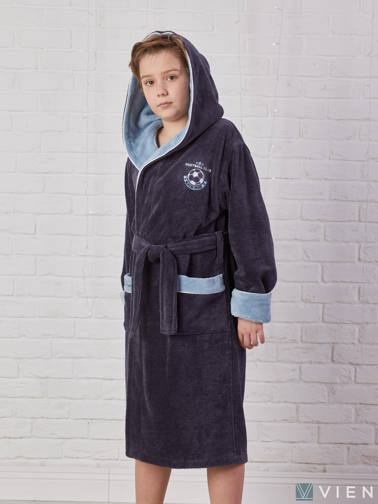 Детские халаты RONALDO халат для мальчика  Five Wien (Турция) синий RONALDO__Denim_2.jpg