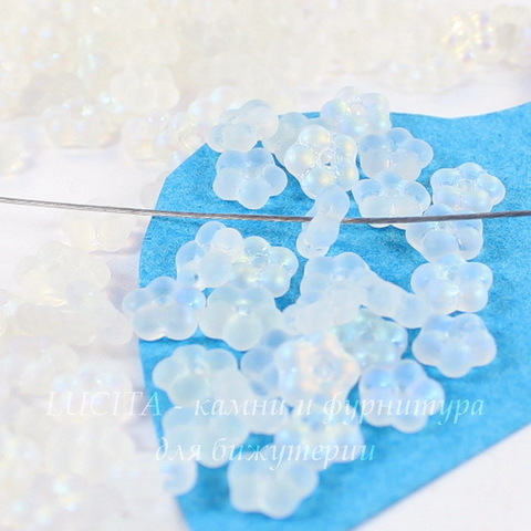 Бусина Buttercup flower Цветочек, 5 мм, прозрачная матовая с AB-покрытием