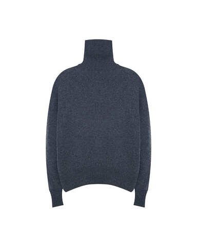 Свитер из смесового кашемира с высоким воротом темно-серый