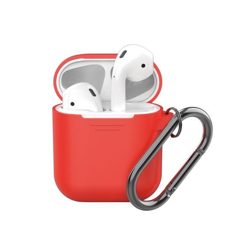 Чехол силиконовый Deppa для AirPods D-47012 карабин/ ремешок 1.3мм Красный