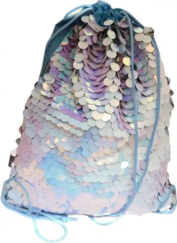 Мешок дорожный арт.48814/25 ГОЛУБОЙ (36x48, одно отделение, из полиэстера и полиэстера, расшитого ПВХ-пайетками, лямки, регулируемые по длине, шнурок, ПЭТ-пакет)