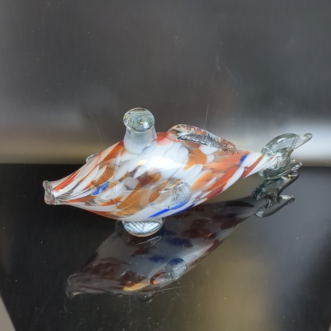 Штоф, графин «Рыба» выдувное цветное стекло, гутная техника, ручная авторская работа, винтаж СССР 1970-1990 гг