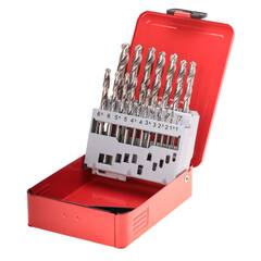 Набор сверл по металлу 1-10мм 19шт DIN338 HSS-G 118° (мет. кейс) Ruko 214214