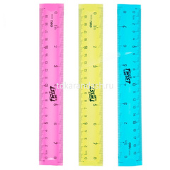 Линейка 20см гибкая, двухсторонняя шкала, пластик, МИКС, 1 шт.