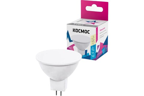 Лампа светодиодная Космос  LkecLED6.5wJCDRC30 цоколь GU5.3, софитная JCDR, 6.5Вт = 50Вт, теплый 3000k, световой поток 520лм, 220 вольт - купить в компании MAKtorg