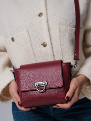 Сумка кожаная кросс-боди Azaro 3520 вишневый/соло